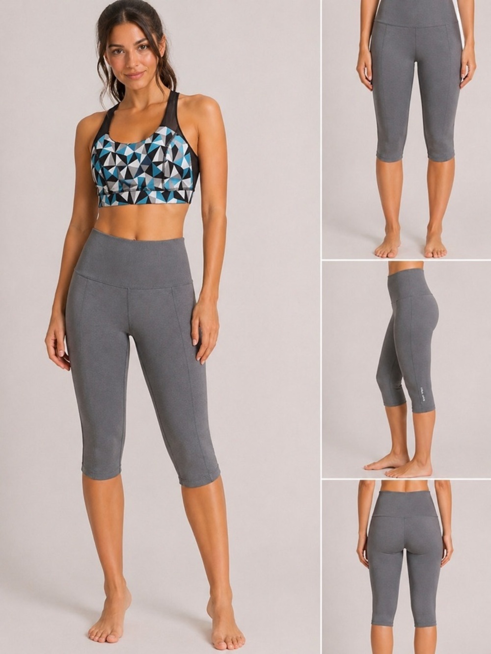 Compression high waist yoga capri leggings NWT grey size M